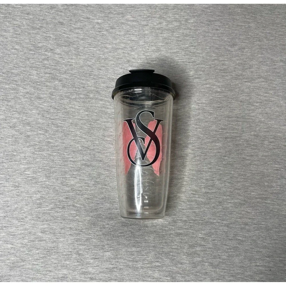Victoria's Secret VS Clear Pink Wings 24 Oz. Insulated Tumbler Travel Mug